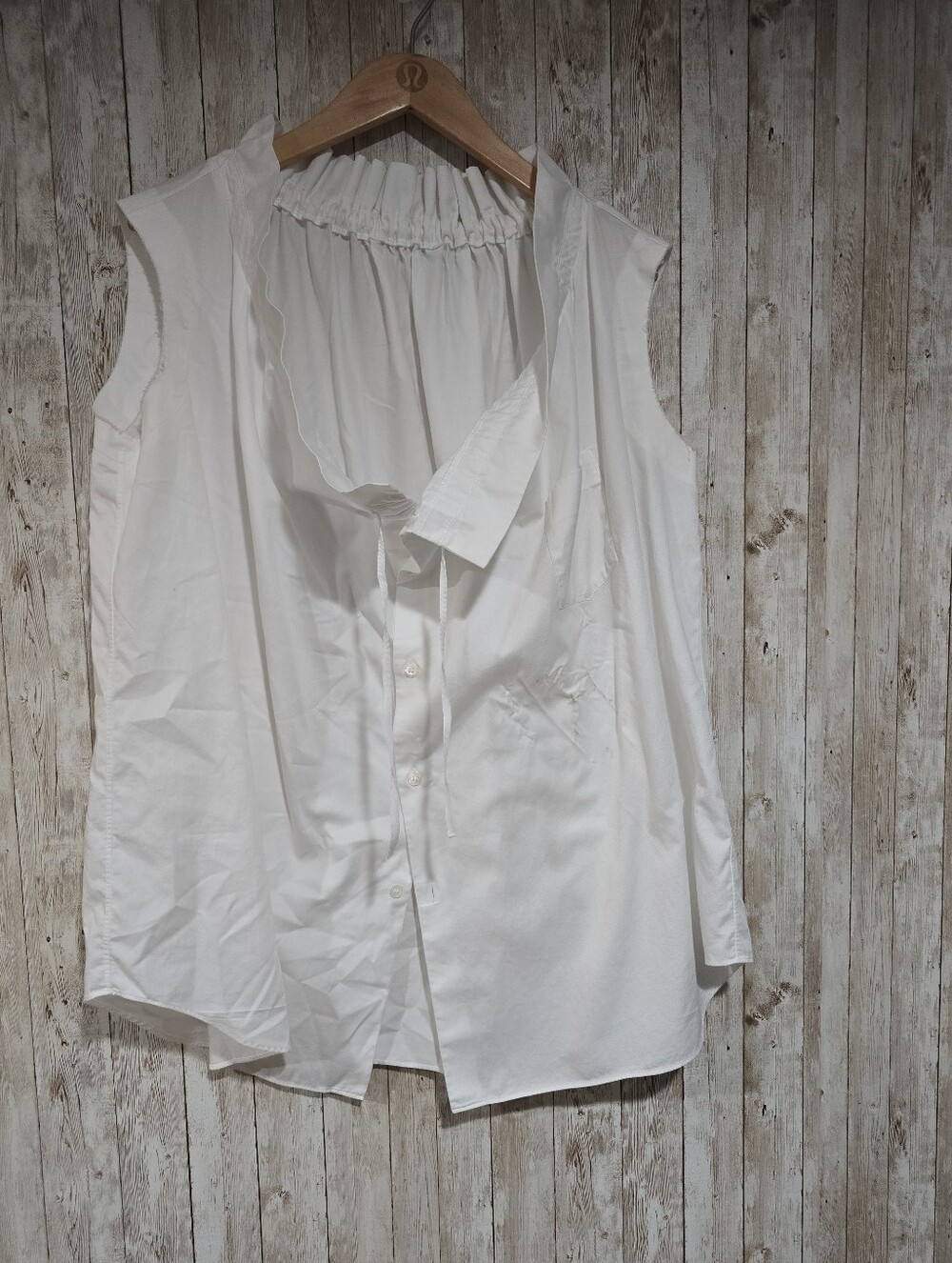 Comme des GarconsCotton Gather Neck Blouse Avant-garde White Size L Flawed